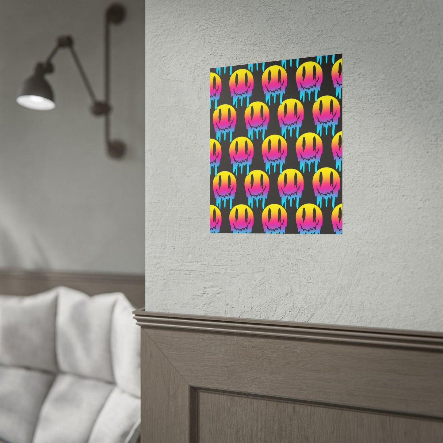 Neon Drip Smiley Poster