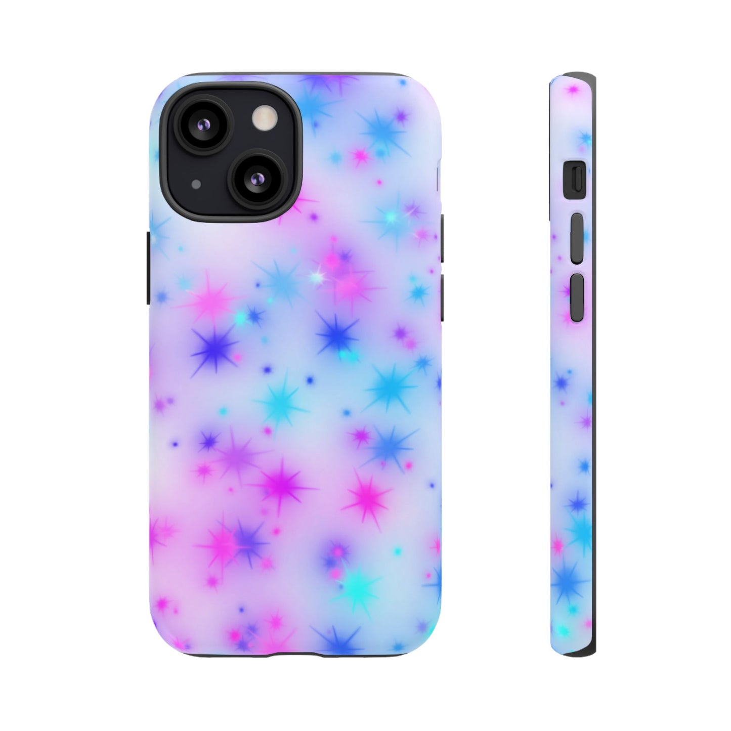 Galaxy Starburst Tough Phone Case — Pastel Pink & Blue Sparkle Protective Cover