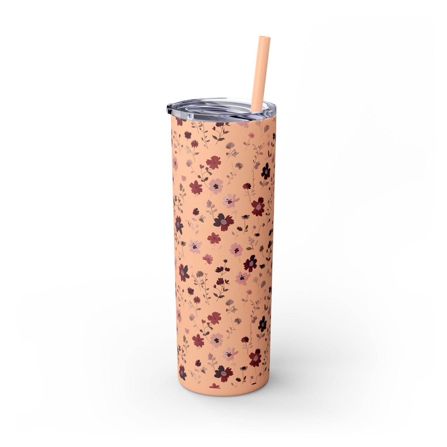 Floral Skinny Tumbler 20oz – Pink Blossom Straw Cup