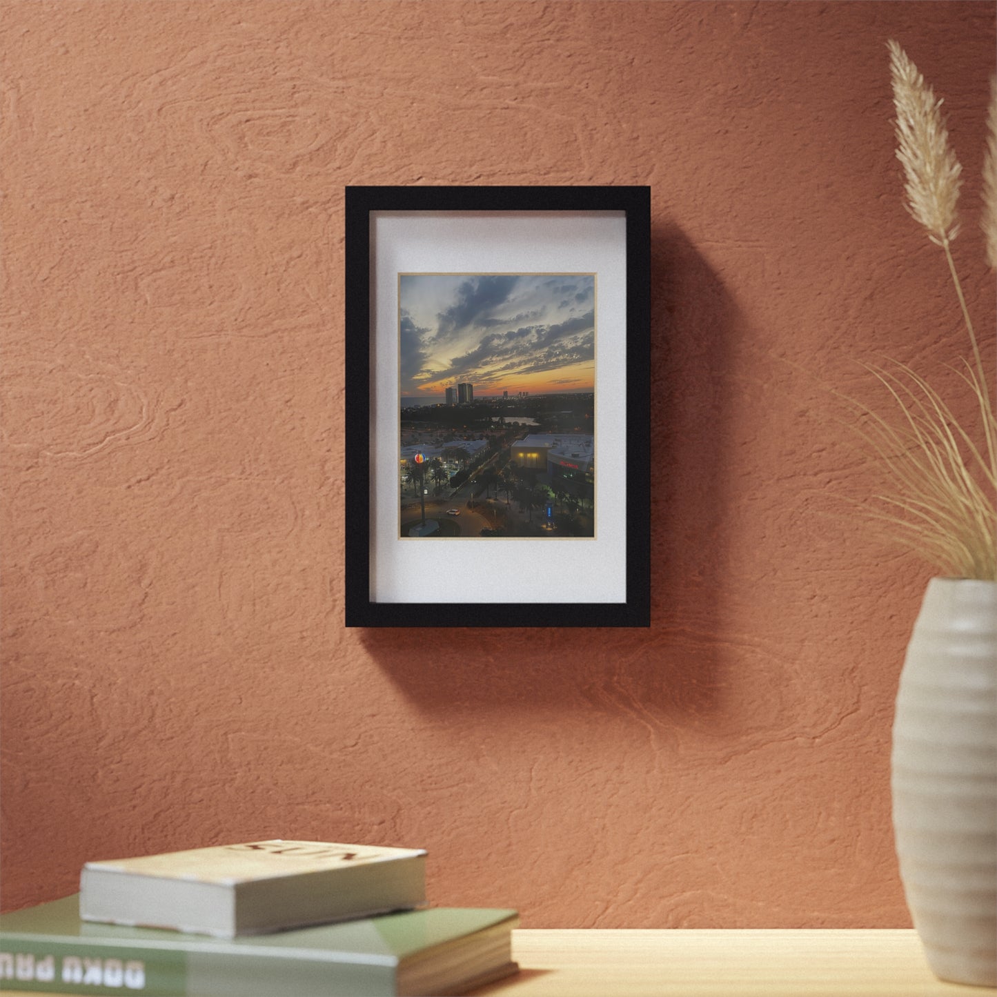 Black Framed Sunset Photo Poster — City Skyline Wall Art