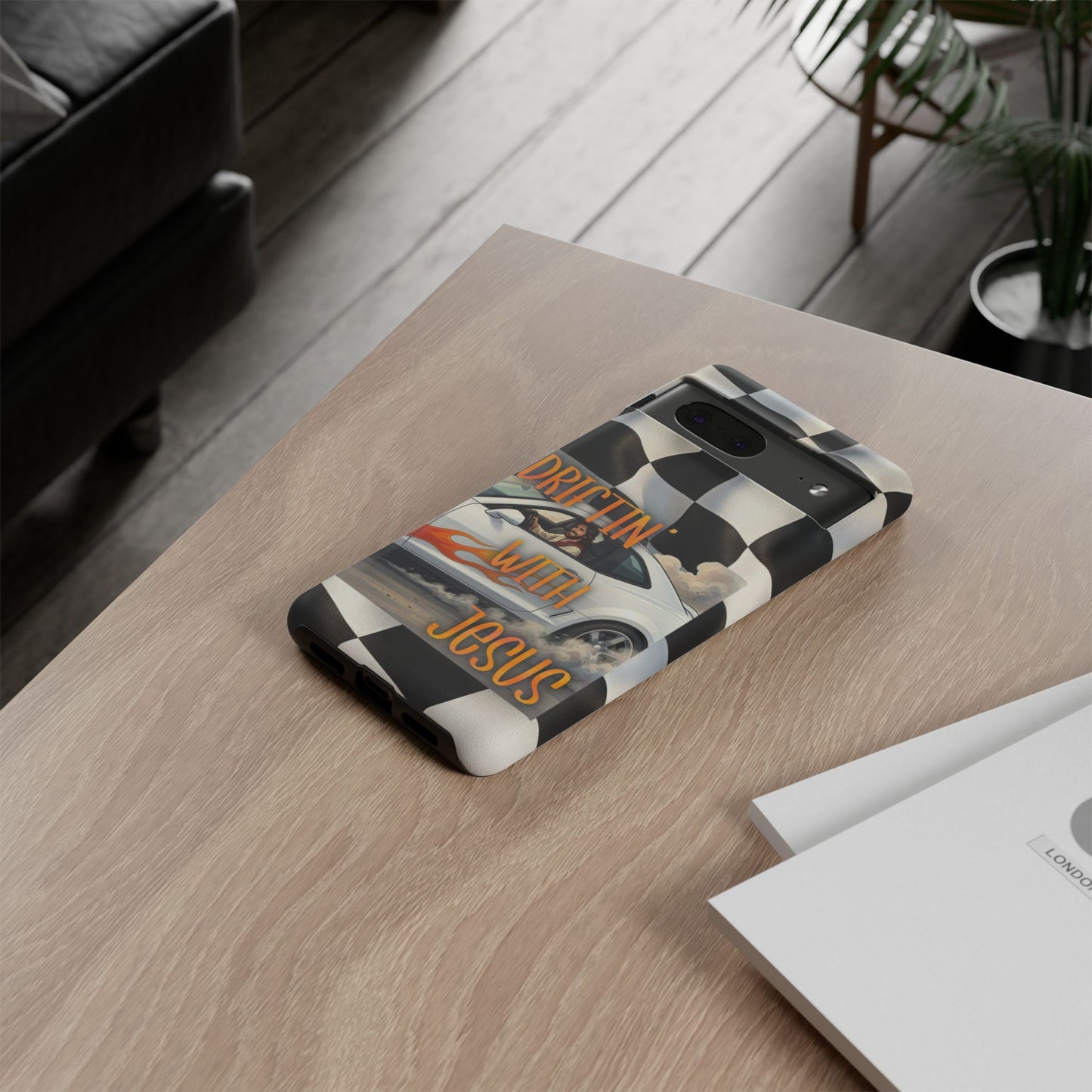 Phone Case — "Driftin' With Jesus" Racing Crosscheck Design - Samsung/ Google phones