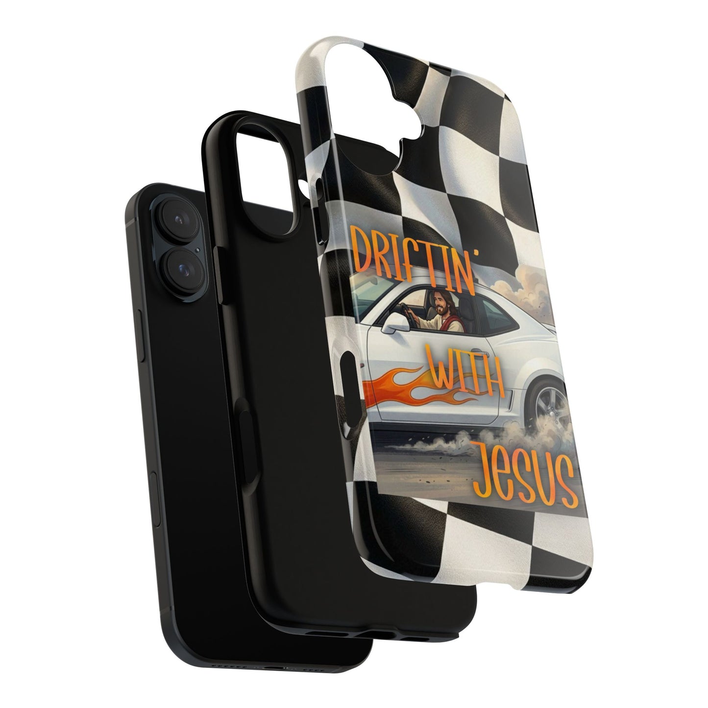 Phone Case — "Driftin' with Jesus" Racing Flag Design- iPhone