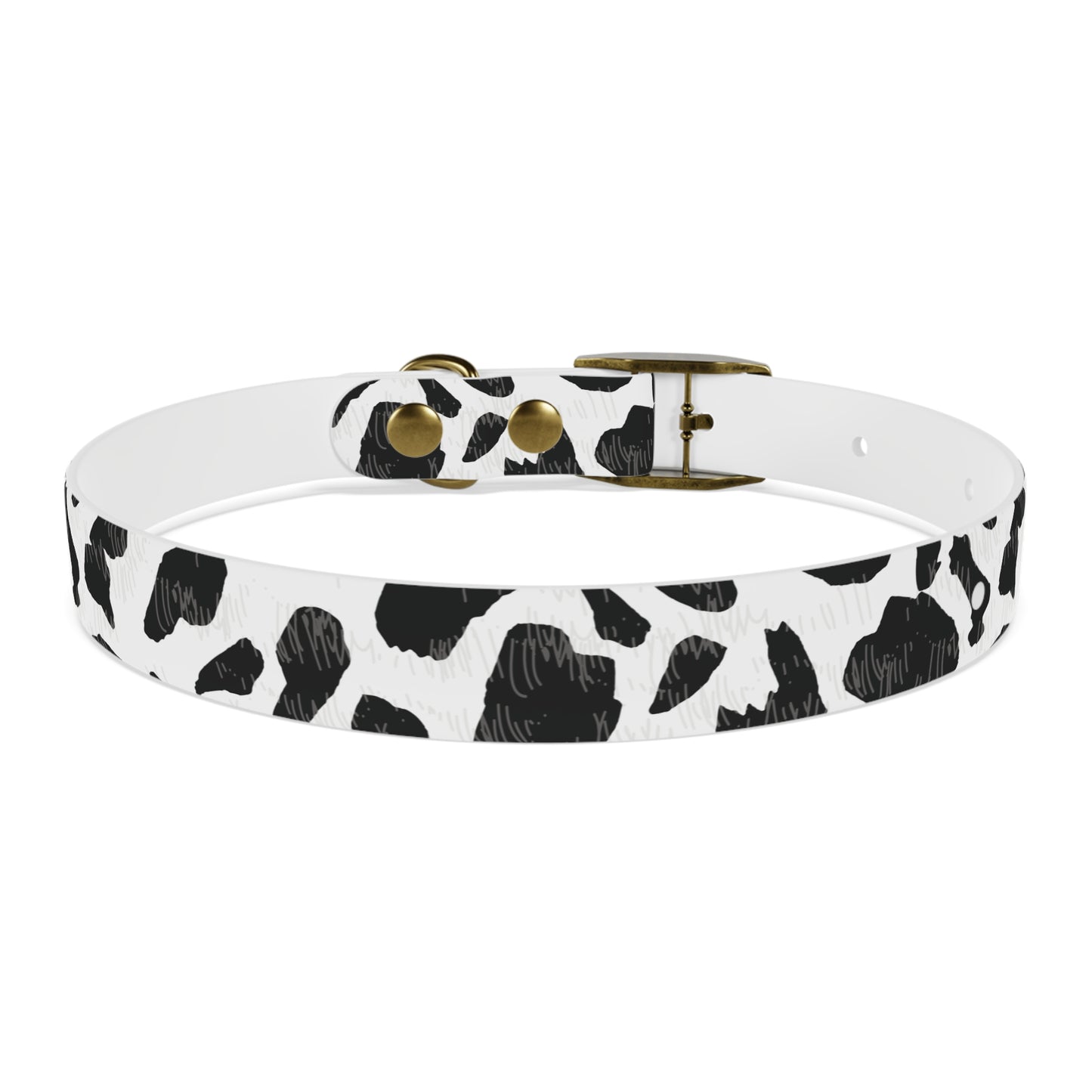 Cow Print Dog Collar — Black & White Spot Pattern