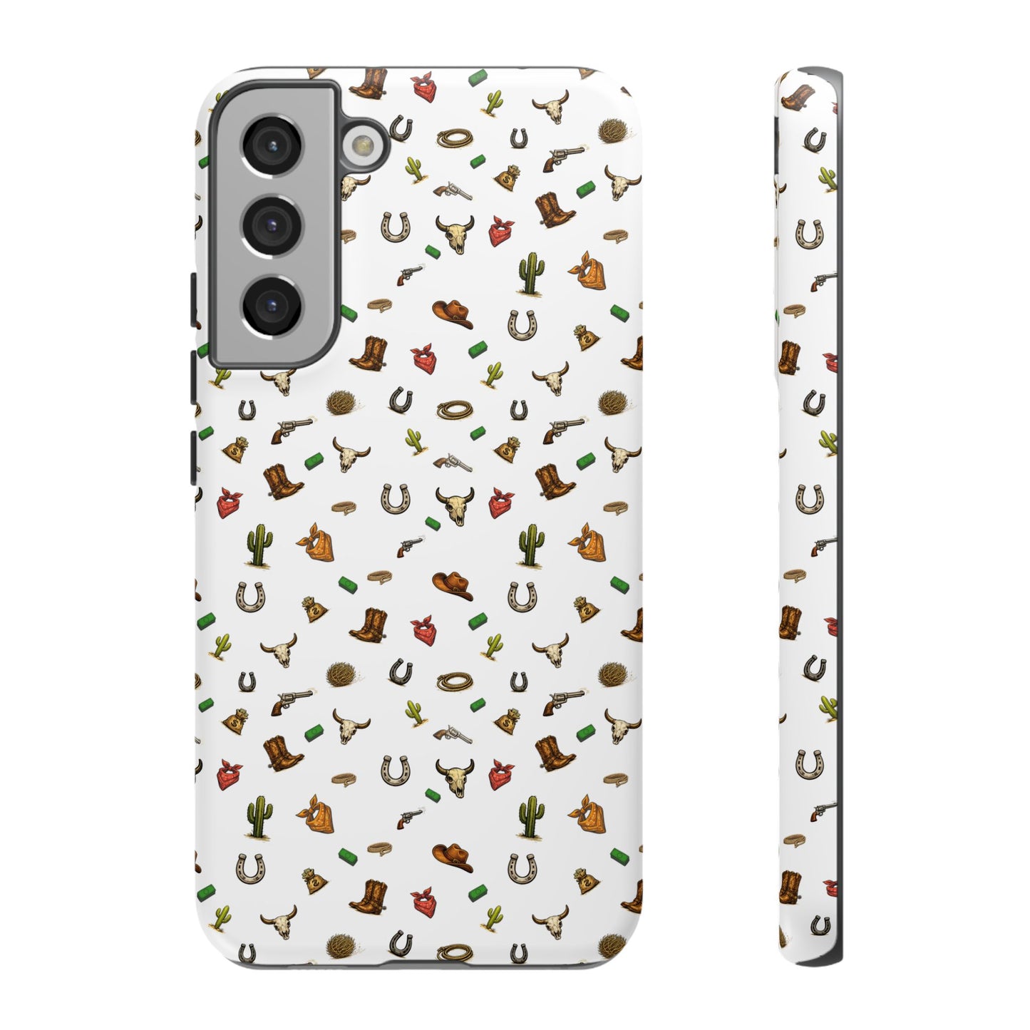 Western Pattern Phone Case — Cowboy Boots, Hats, Horseshoes & Cactus Tough Case