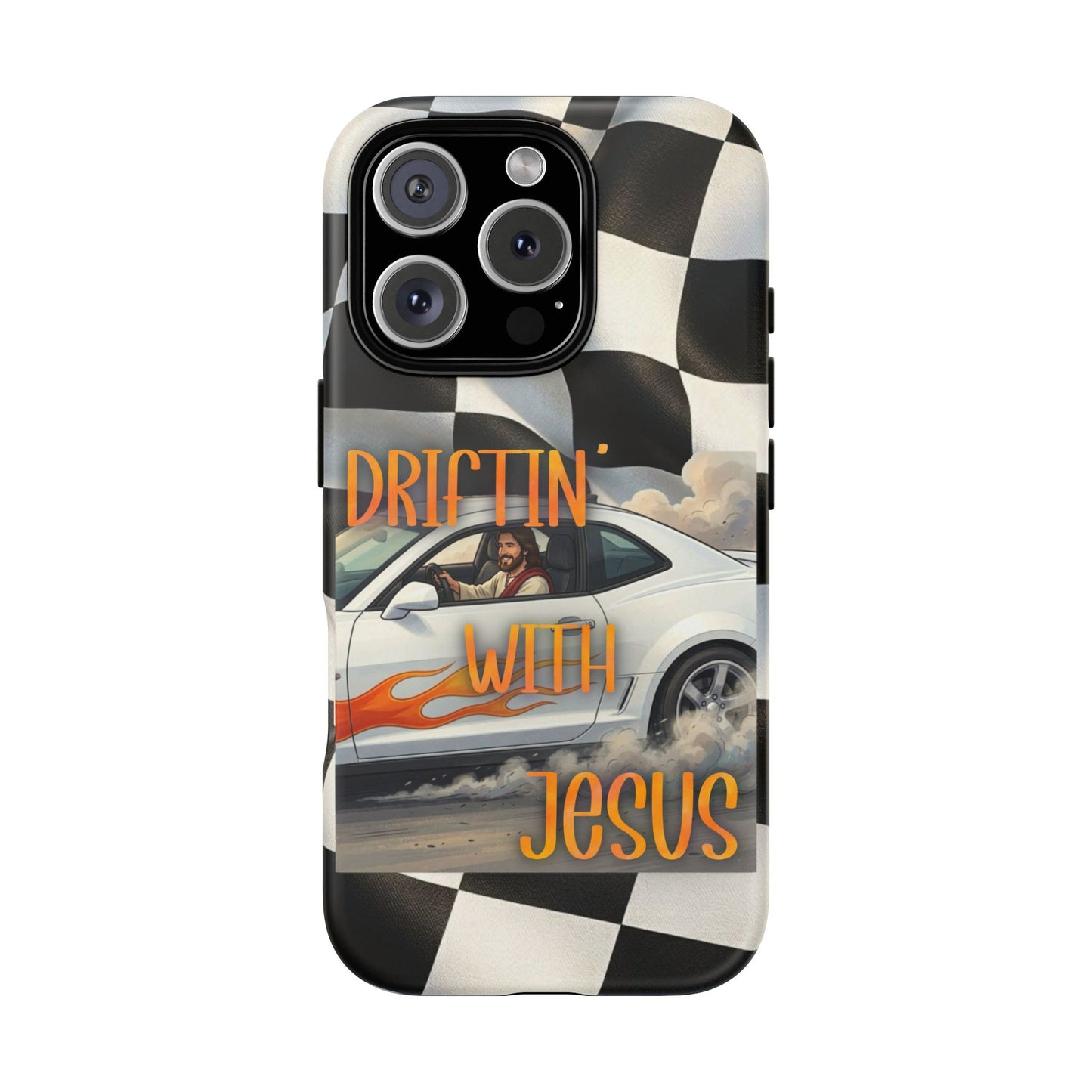 Phone Case — "Driftin' with Jesus" Racing Flag Design- iPhone