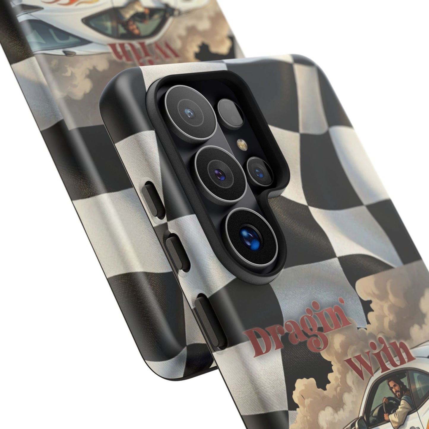 Phone Case — "Dragin' With Jesus" Racing Checkered flag - Samsung / Google phones