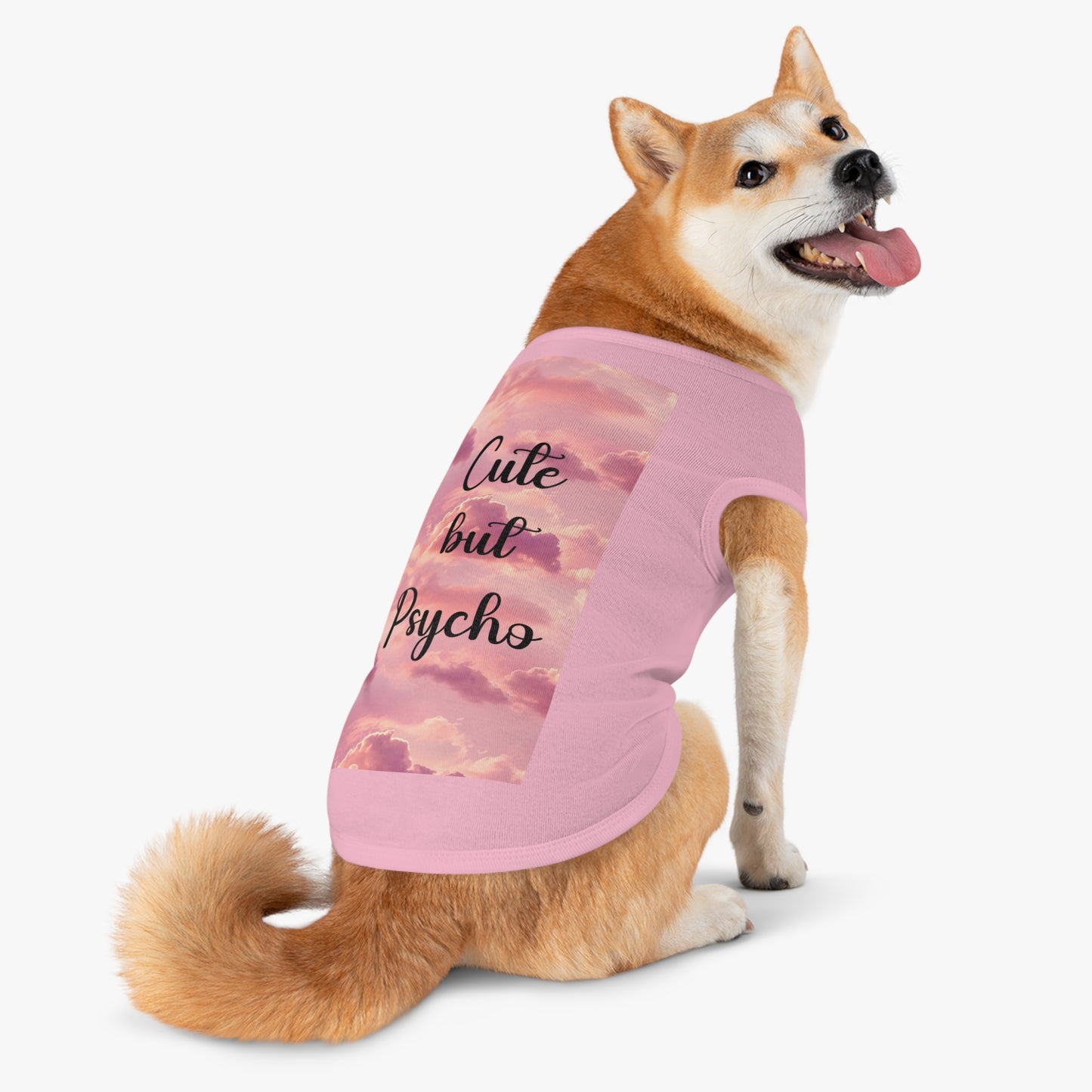 Pet Tank Top - "Cute But Psycho" Pink Cloud Graphic