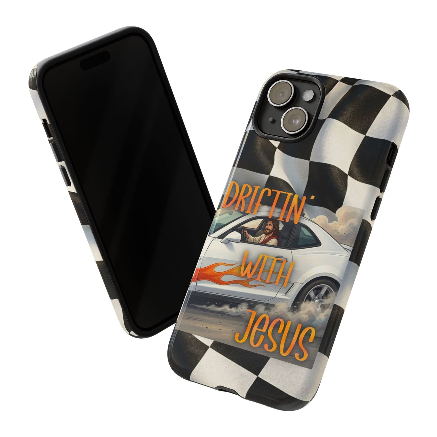 Phone Case — "Driftin' with Jesus" Racing Flag Design- iPhone