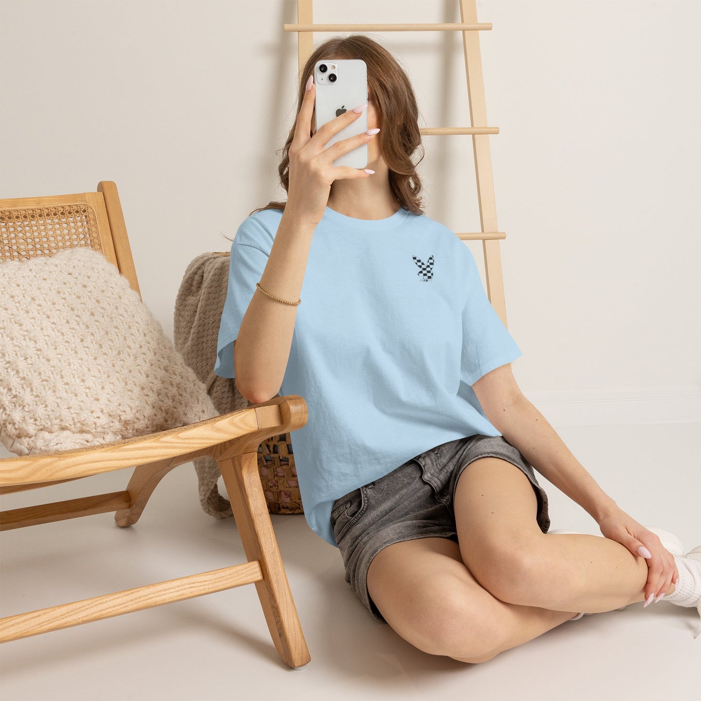 Checkerboard Bunny Tee — Retro Skate-Inspired Graphic T-Shirt