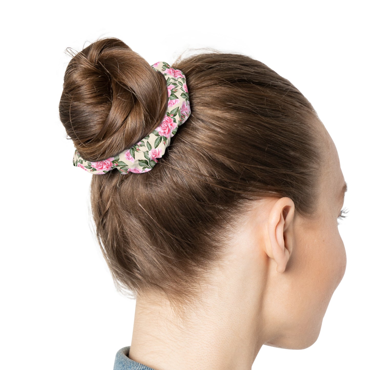 Floral Pink Peony Scrunchie — Vintage Garden Hair Accessory