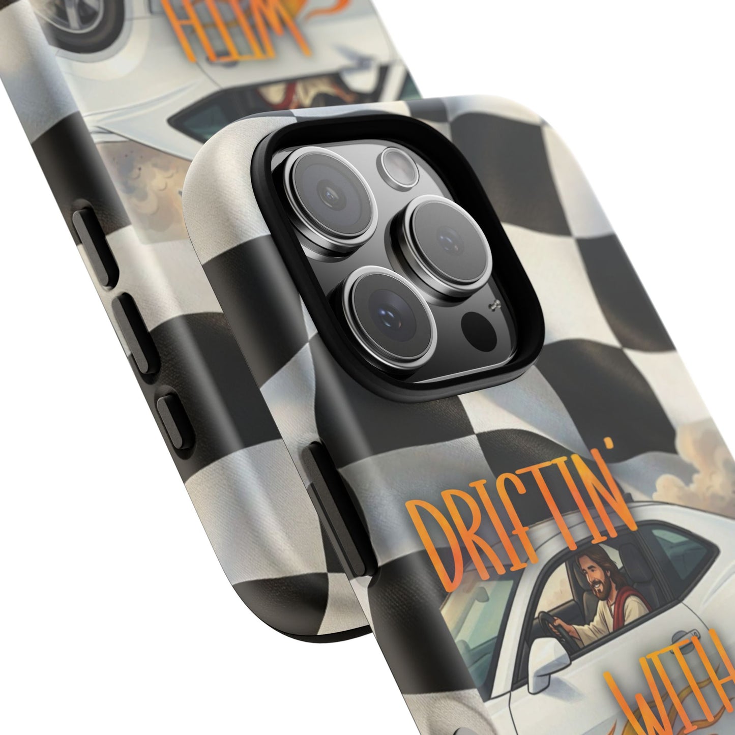 Phone Case — "Driftin' with Jesus" Racing Flag Design- iPhone