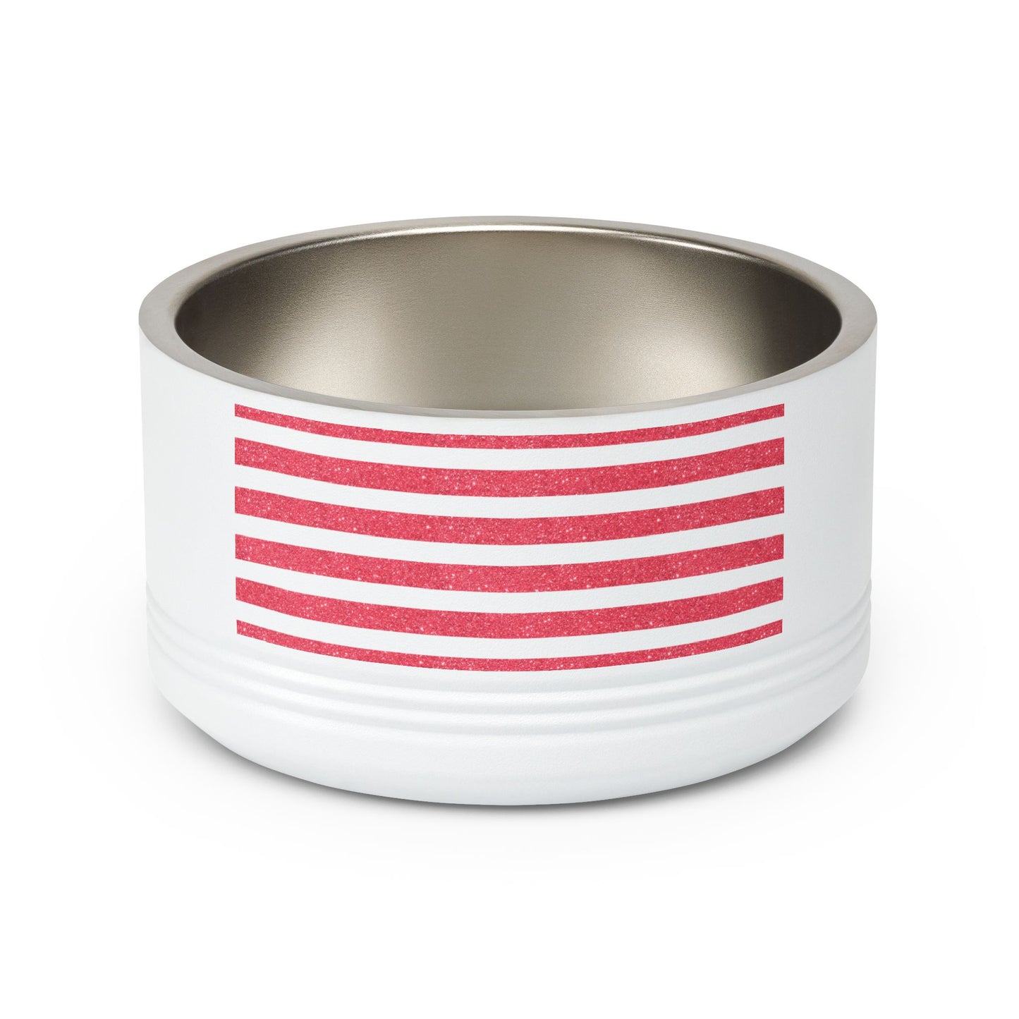 Personalized Pet Bowl - 18oz Red Striped Custom Name Dog & Cat Bowl