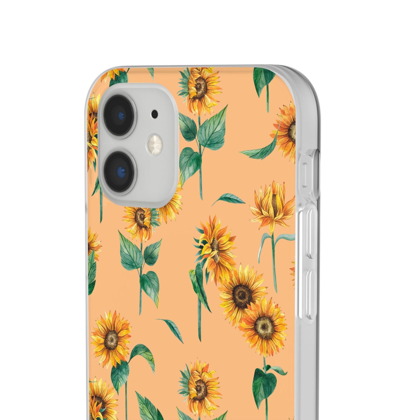 Sunflower Pattern Flexi Case — Floral Phone Case on Peach Background