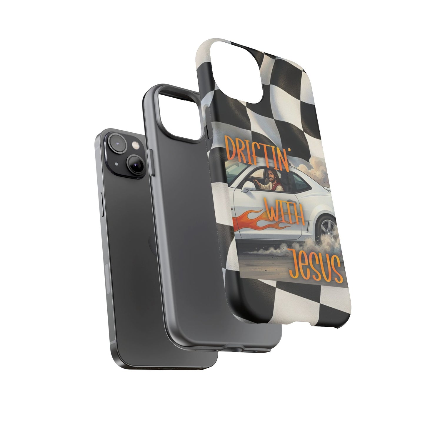 Phone Case — "Driftin' with Jesus" Racing Flag Design- iPhone