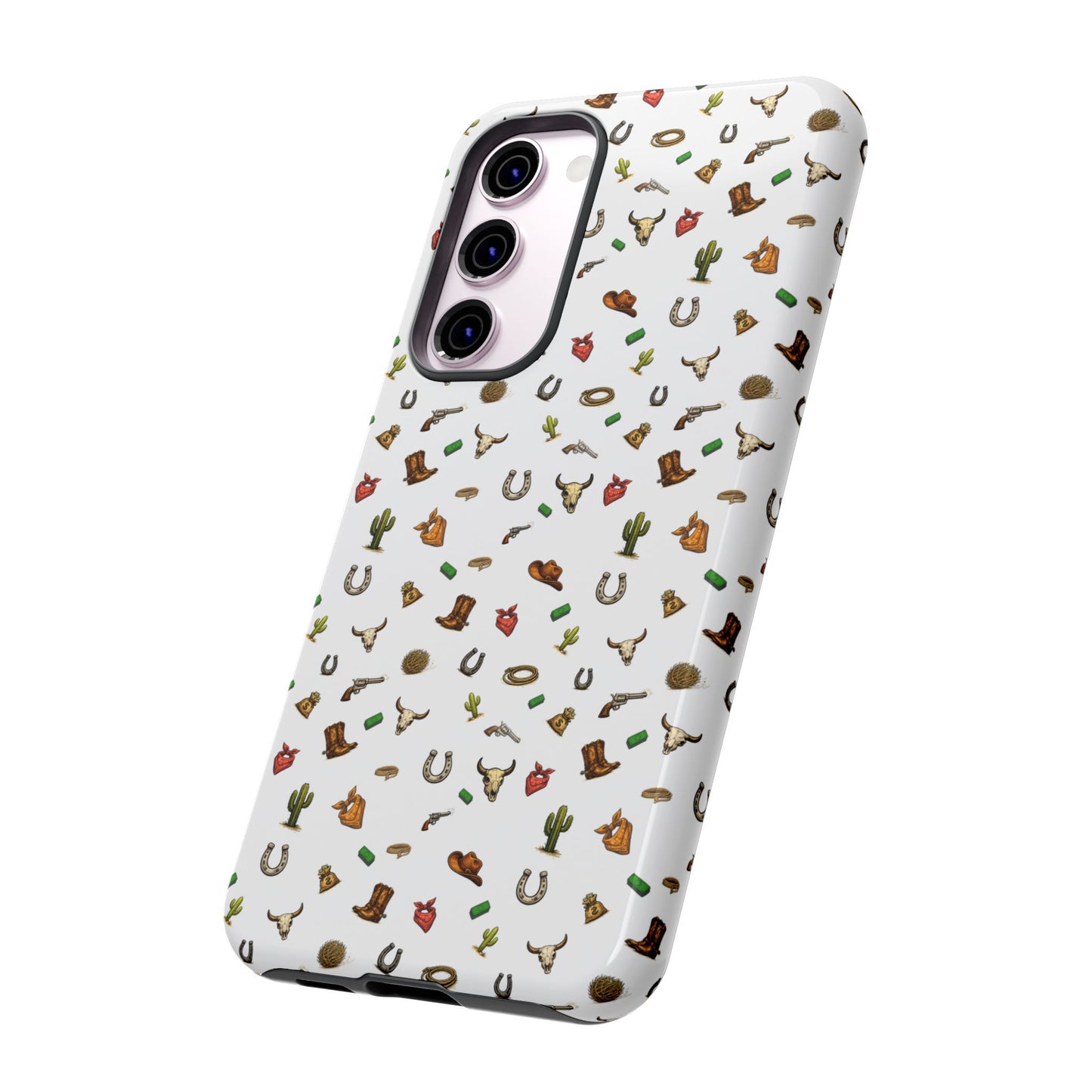 Western Pattern Phone Case — Cowboy Boots, Hats, Horseshoes & Cactus Tough Case