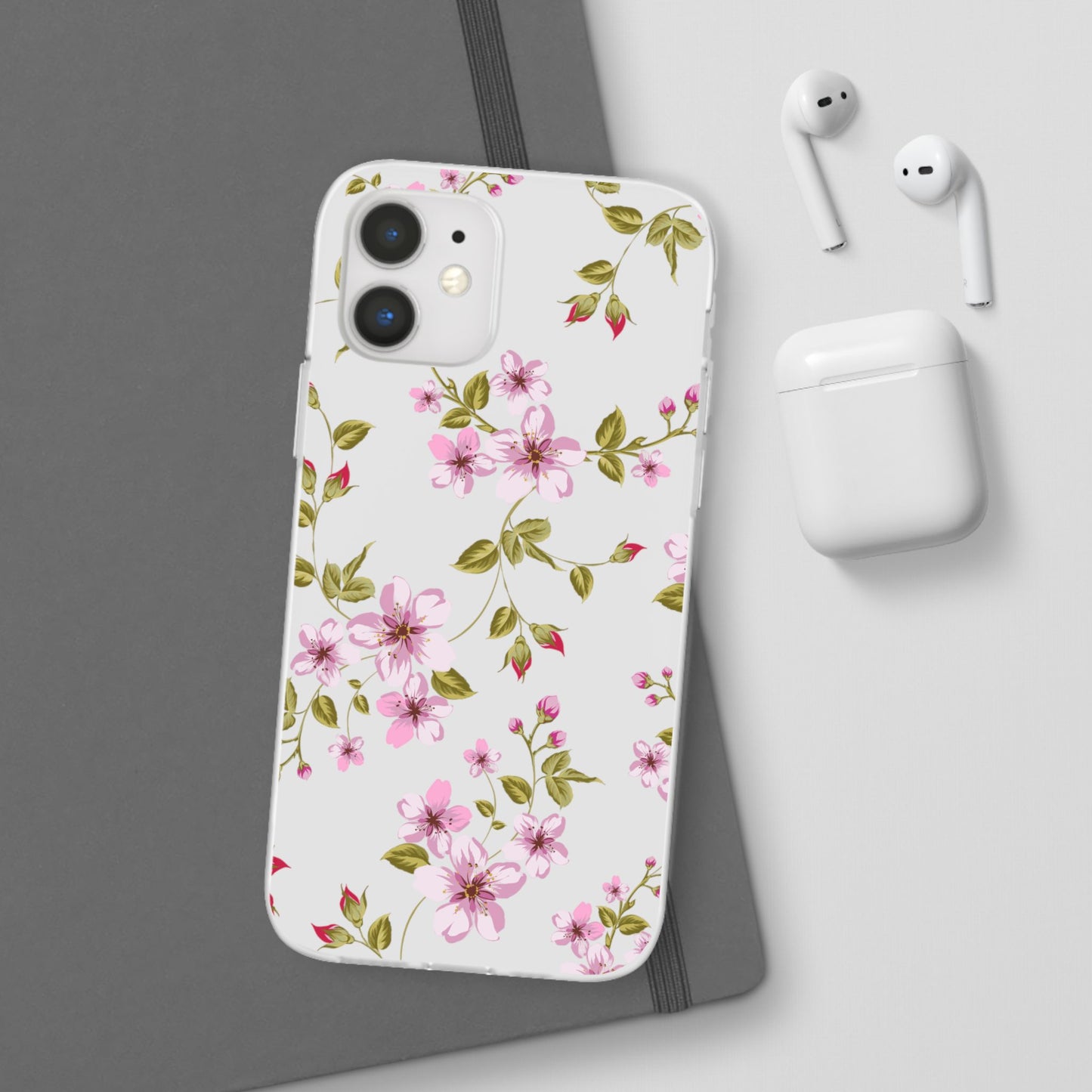 Floral Pink Blossom Flexi Case — Slim Protective Phone Case with Watercolor Cherry Blossom Design