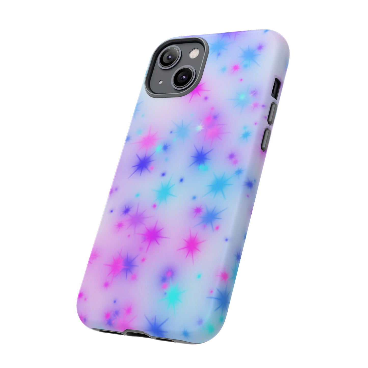 Galaxy Starburst Tough Phone Case — Pastel Pink & Blue Sparkle Protective Cover