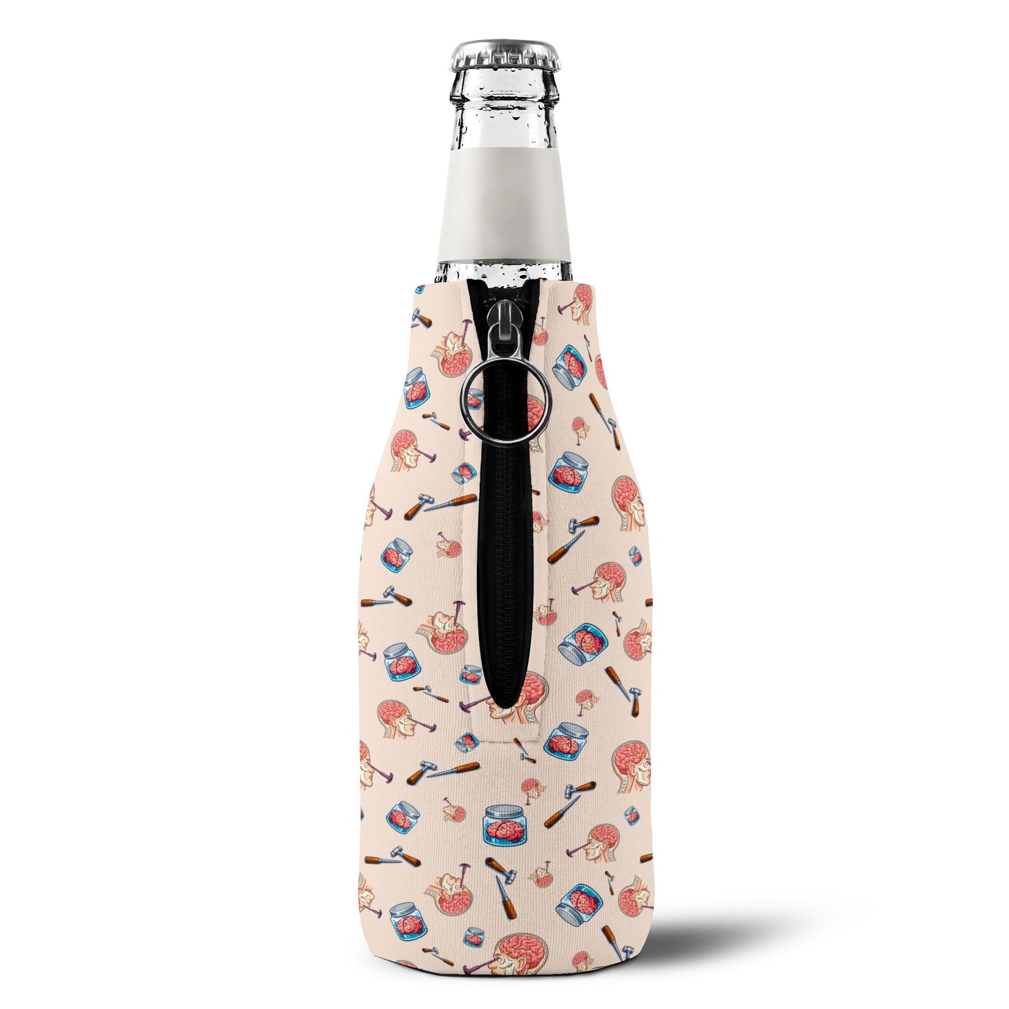 Lobotomy design Zip-Up Bottle Cooler Sleeve