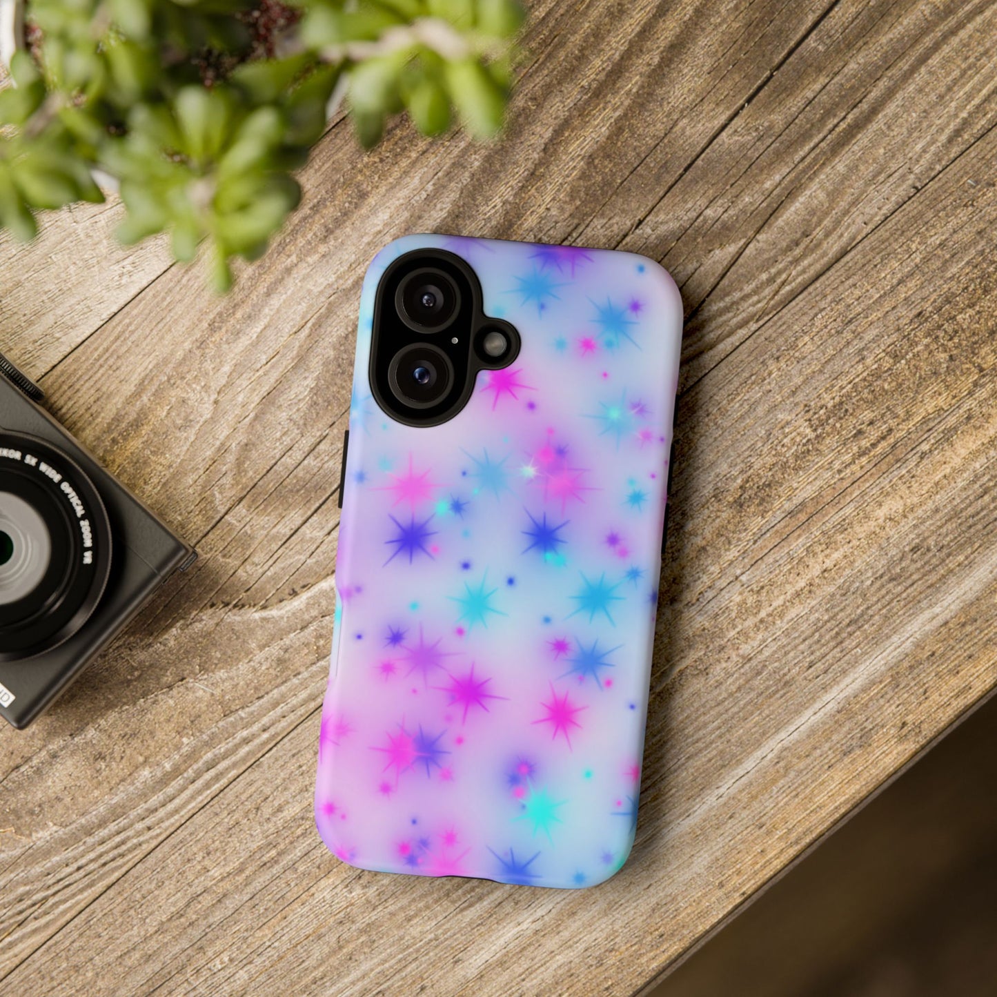 Galaxy Starburst Tough Phone Case — Pastel Pink & Blue Sparkle Protective Cover