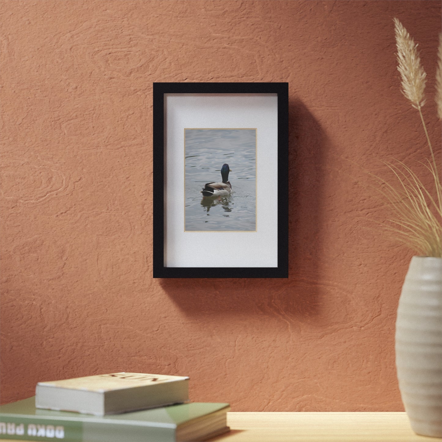 Framed Duck Poster — Black Frame Wall Art (Mallard Photography)