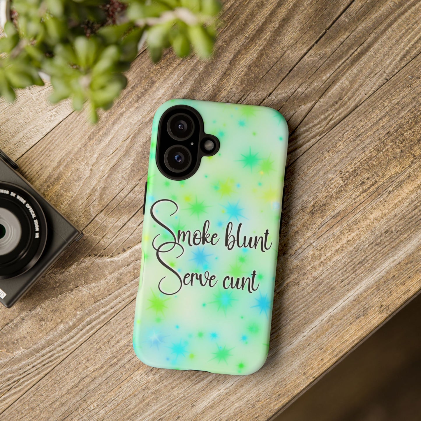 Phone Case — "Smoke blunt, Serve cunt" Green Starburst Tough Case