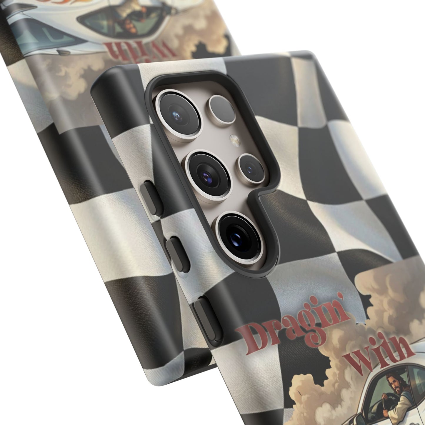 Phone Case — "Dragin' With Jesus" Racing Checkered flag - Samsung / Google phones