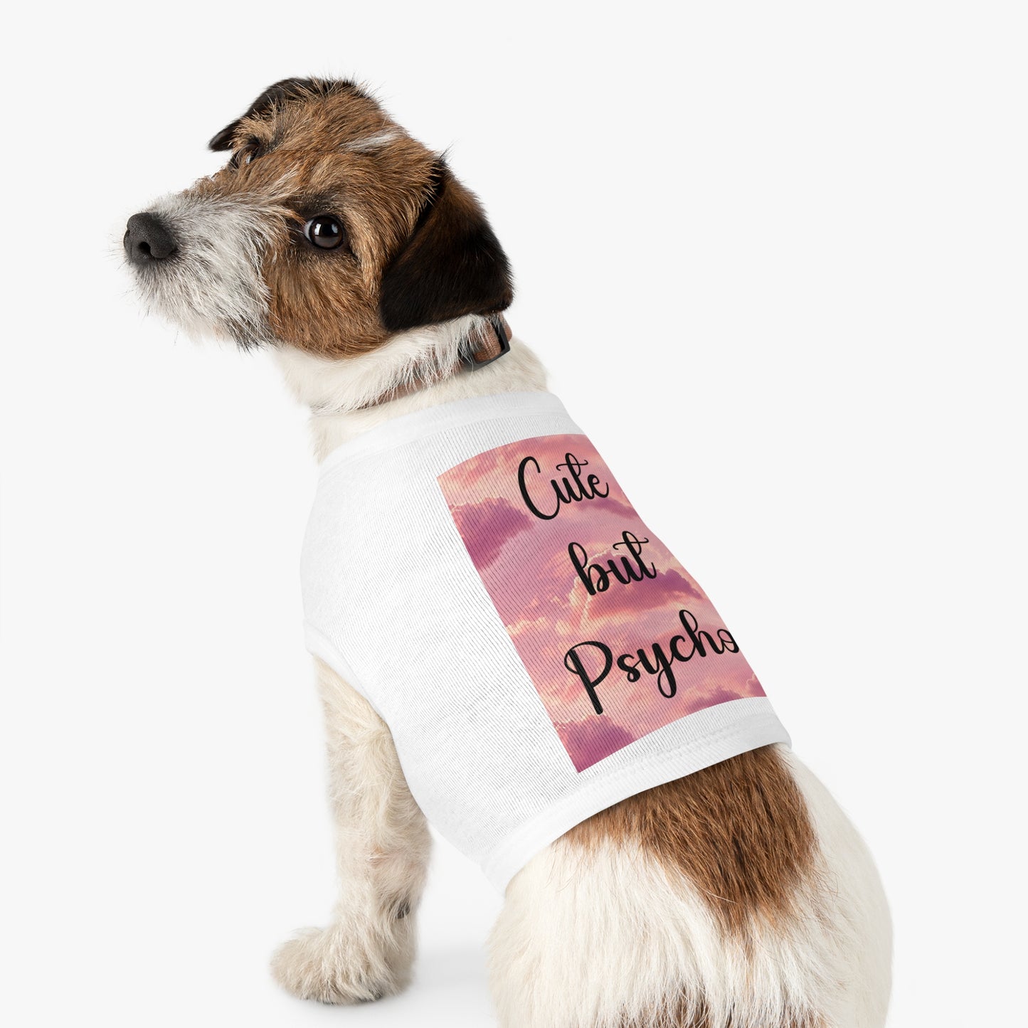 Pet Tank Top - "Cute But Psycho" Pink Cloud Graphic
