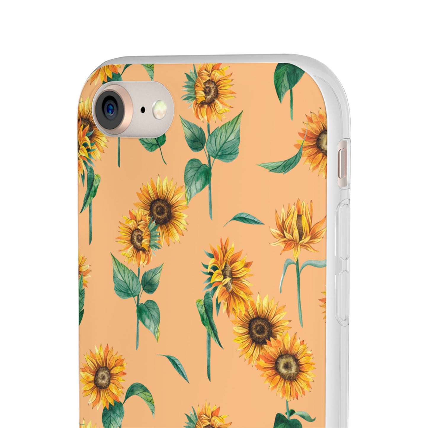 Sunflower Pattern Flexi Case — Floral Phone Case on Peach Background