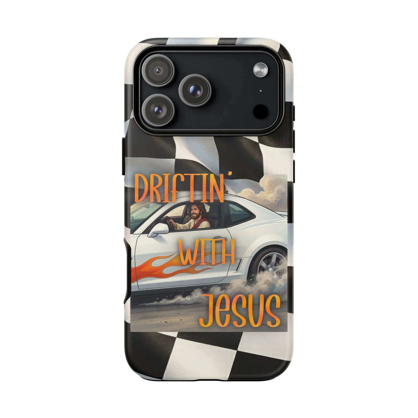 Phone Case — "Driftin' with Jesus" Racing Flag Design- iPhone
