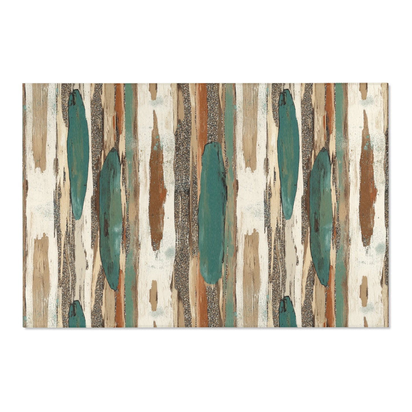 Boho Teal & Rust Brushstroke Area Rug