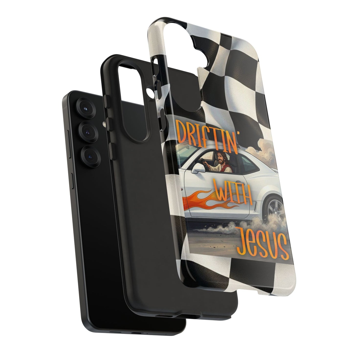 Phone Case — "Driftin' With Jesus" Racing Crosscheck Design - Samsung/ Google phones