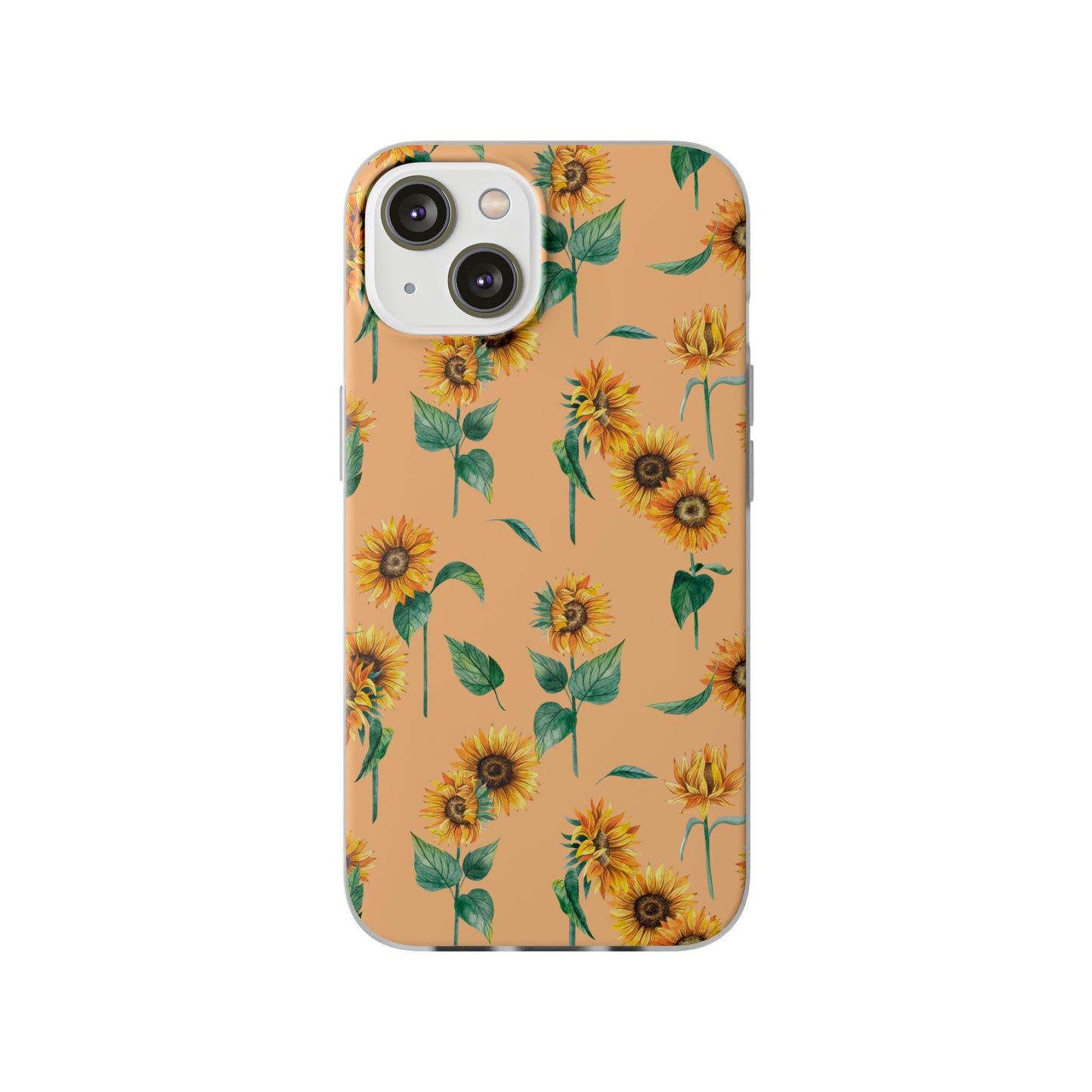 Sunflower Pattern Flexi Case — Floral Phone Case on Peach Background