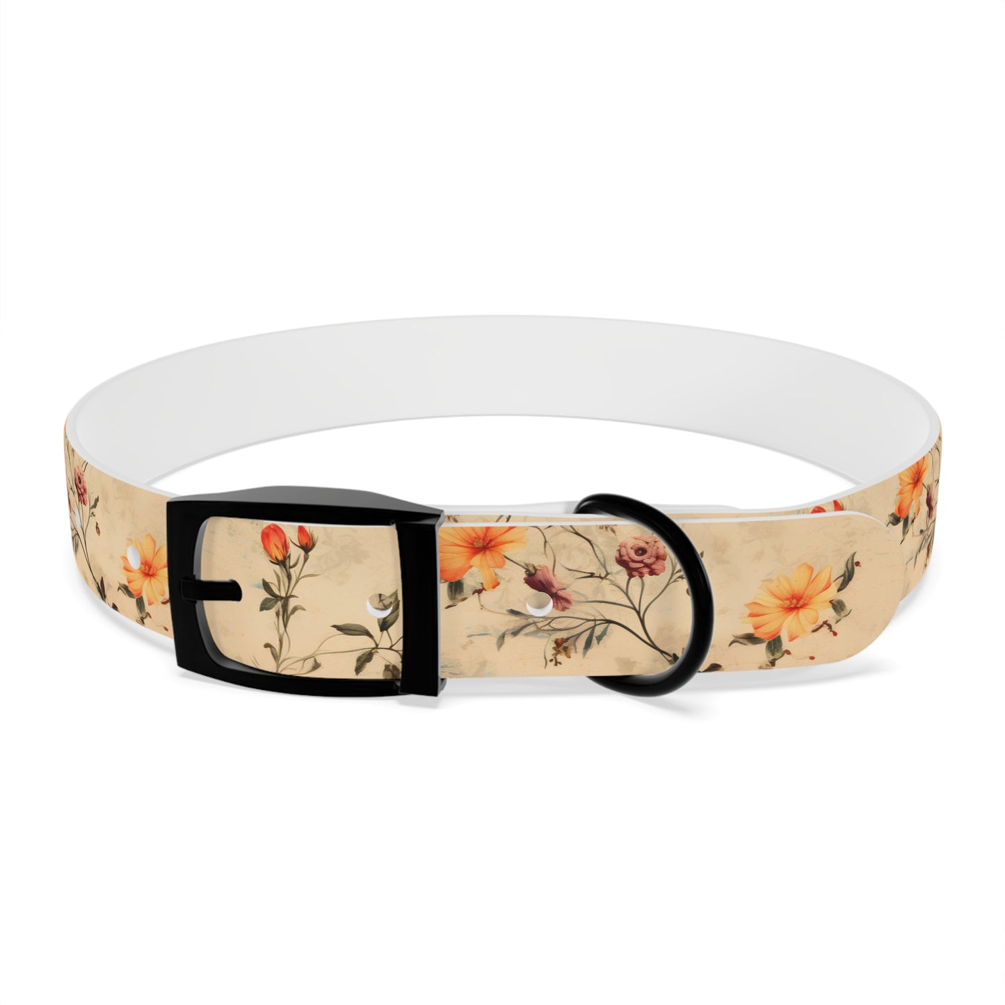 Floral Vintage Dog Collar – Peach Rose Print Pet Collar