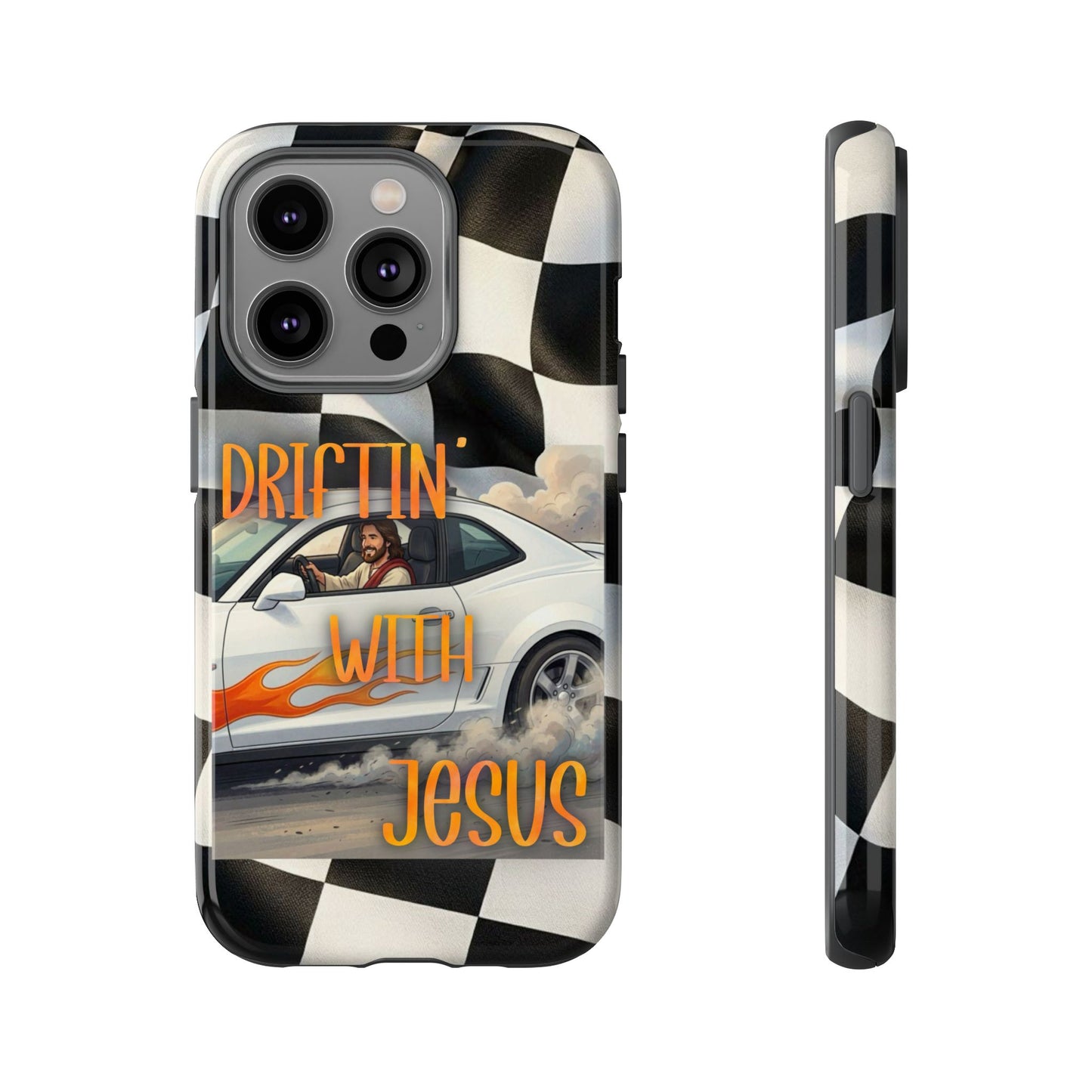 Phone Case — "Driftin' with Jesus" Racing Flag Design- iPhone