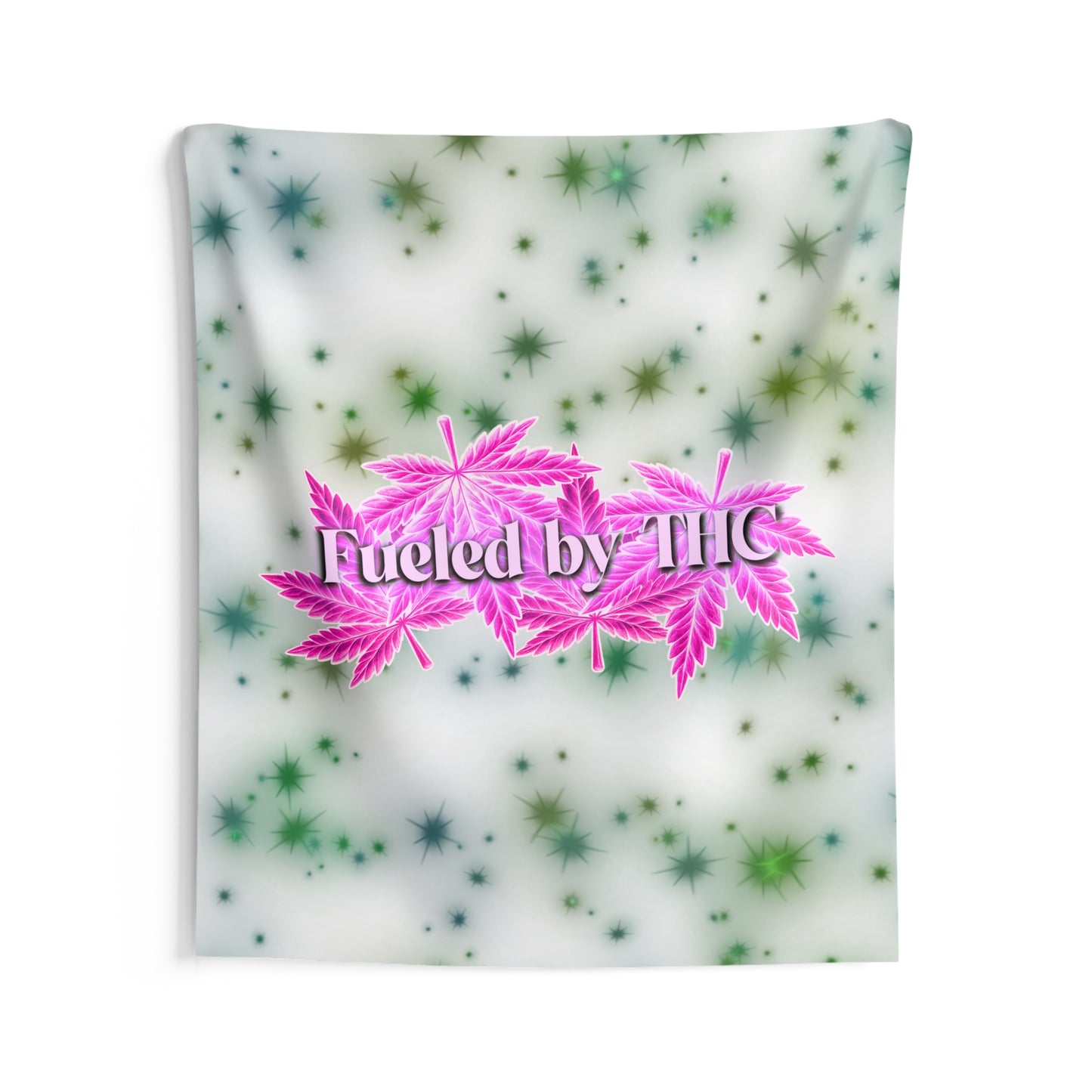 Tapestry - "Fueled by THC" Pink Cannabis Leaf Wall Hanging