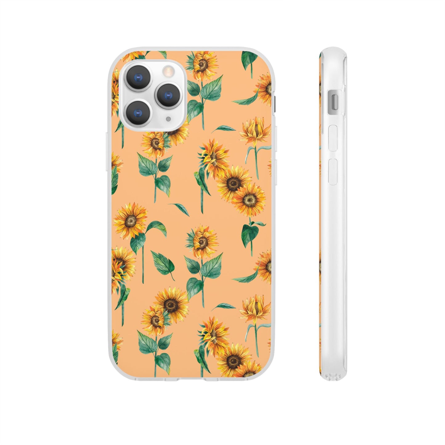 Sunflower Pattern Flexi Case — Floral Phone Case on Peach Background