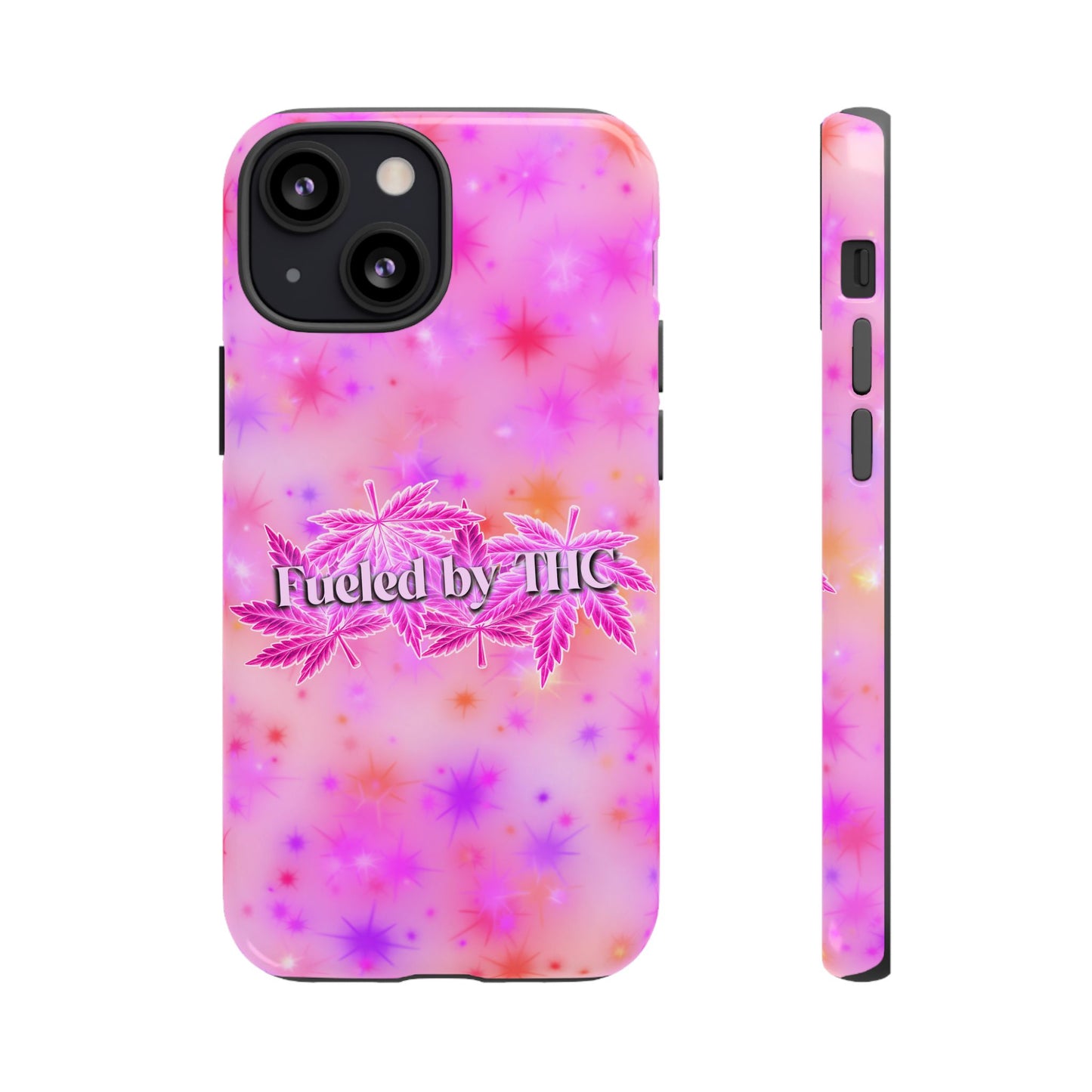 Fueled by THC Phone Case — Pink Cannabis Leaf Protective Case