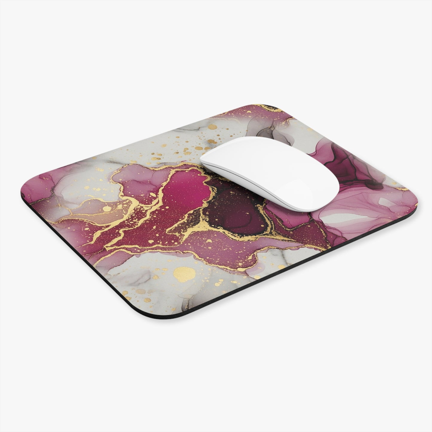 Pink Gold Marble Mouse Pad — Elegant Abstract Desk Mat