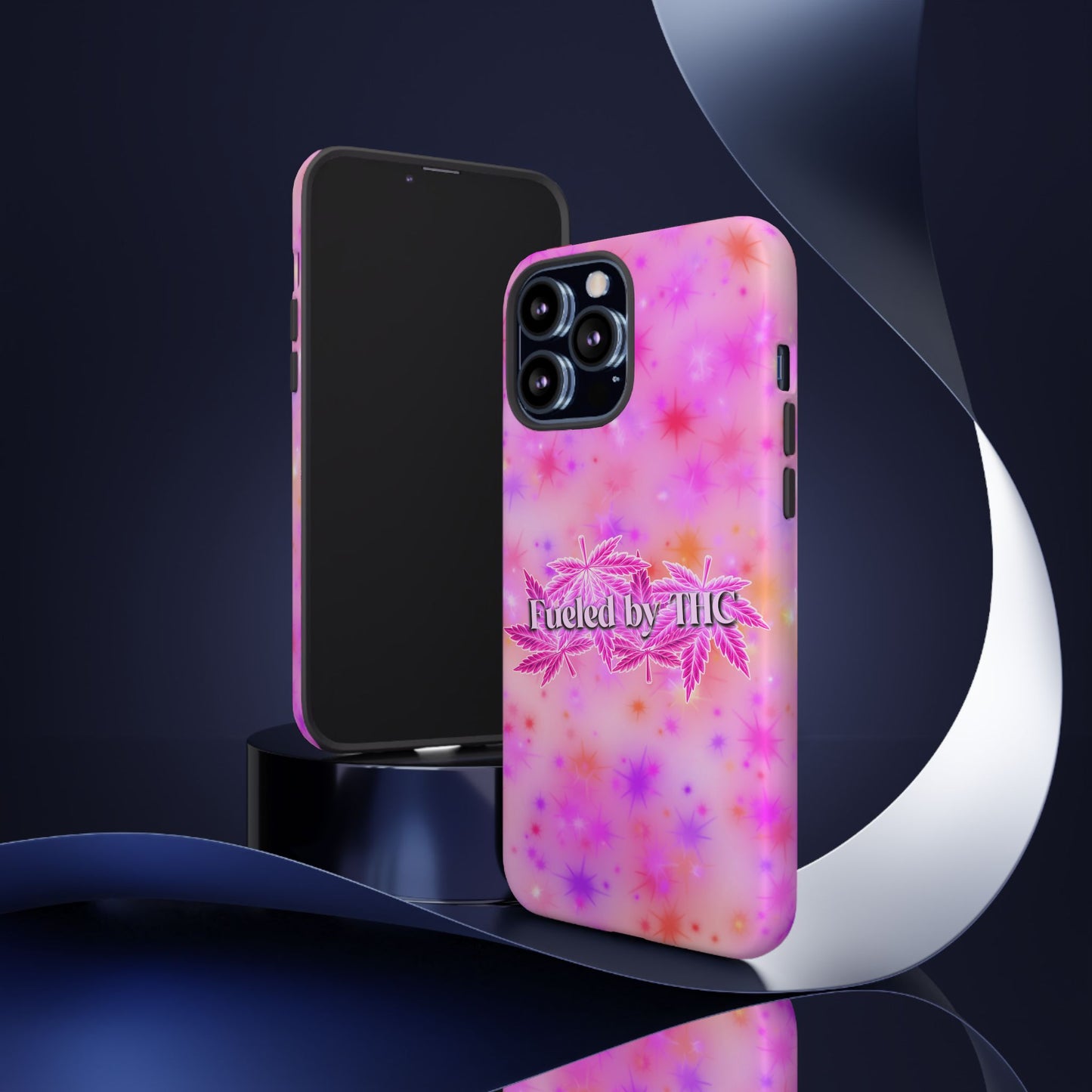 Fueled by THC Phone Case — Pink Cannabis Leaf Protective Case