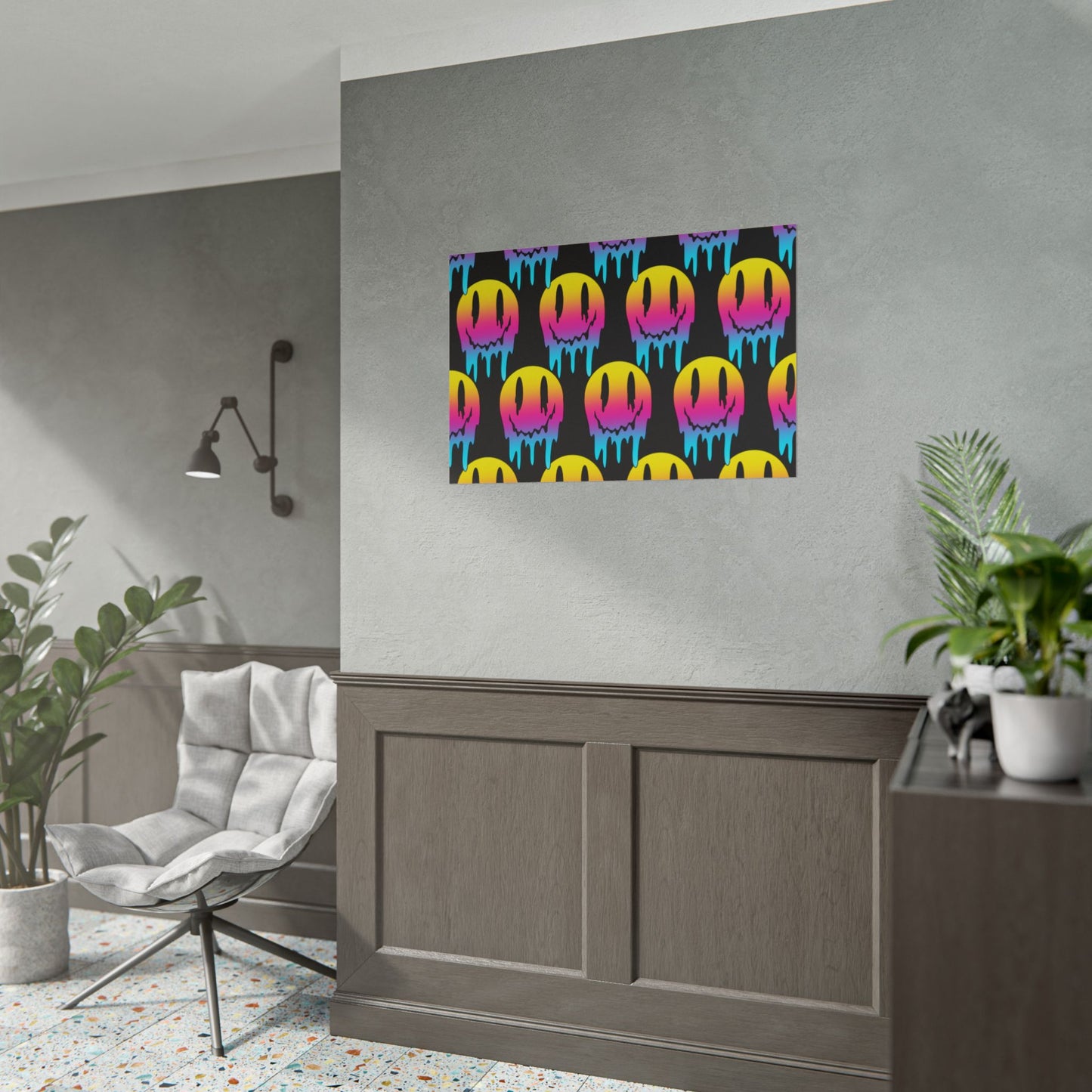 Neon Drip Smiley Poster