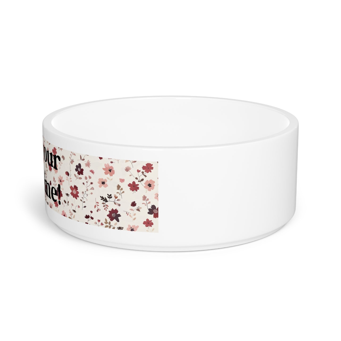 Personalized Floral Pet Bowl — Custom Name Dog & Cat Food Dish