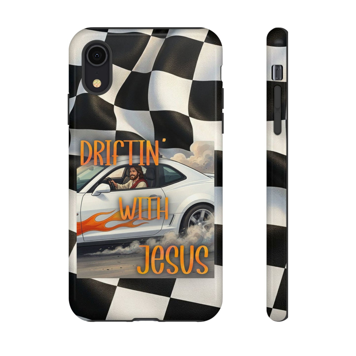 Phone Case — "Driftin' with Jesus" Racing Flag Design- iPhone