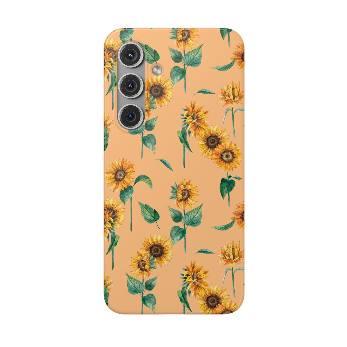 Sunflower Pattern Phone Case — Floral Peach Slim Flexi Case