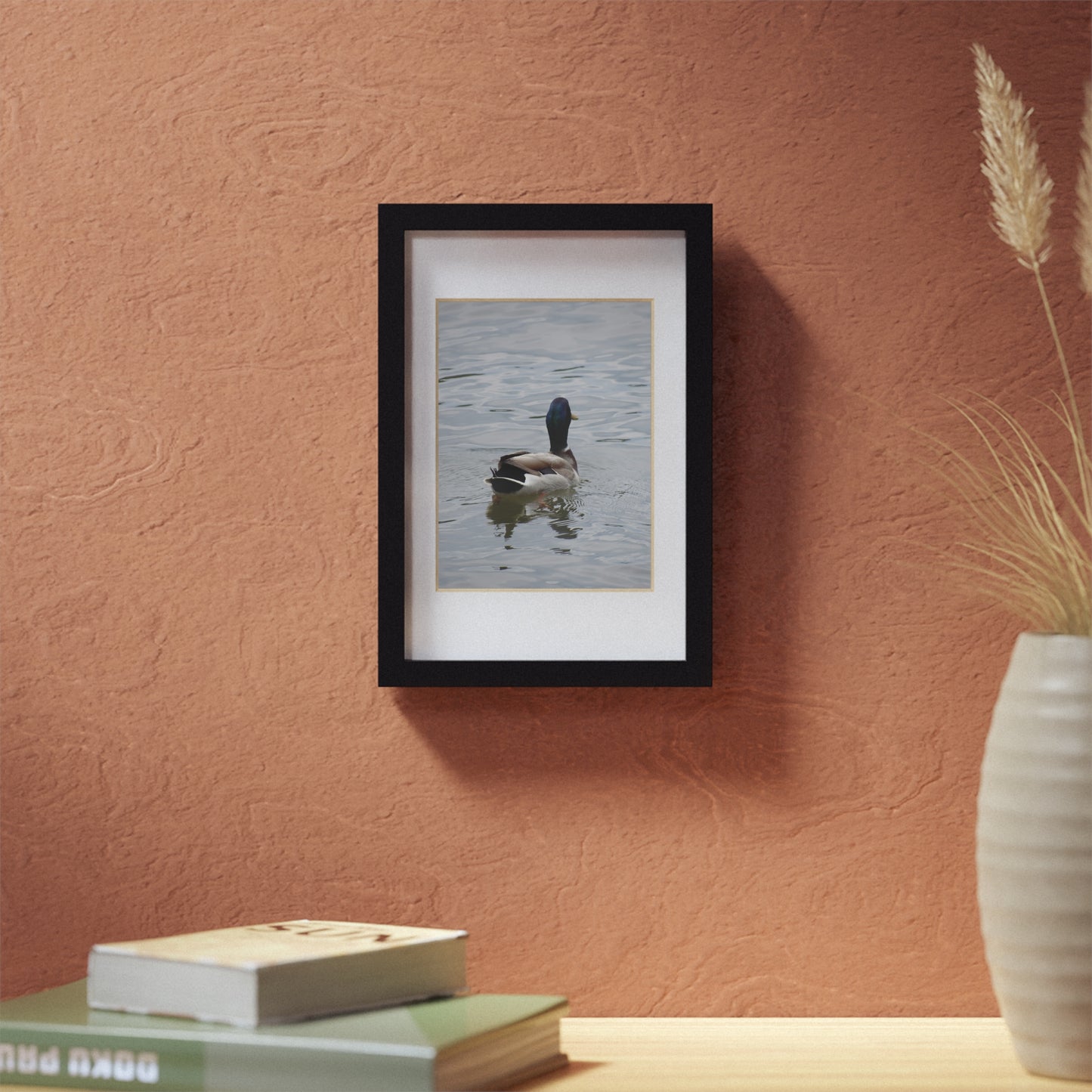 Framed Duck Poster — Black Frame Wall Art (Mallard Photography)