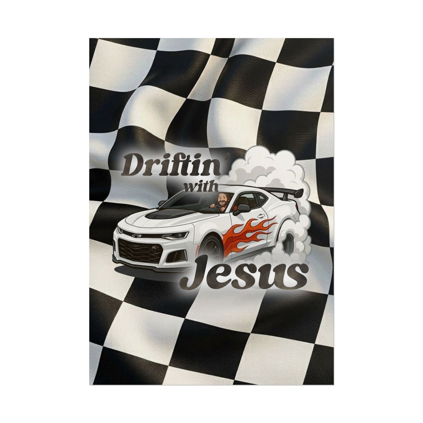 Rolled Poster — "Driftin' with Jesus" Racing Car Wall Art