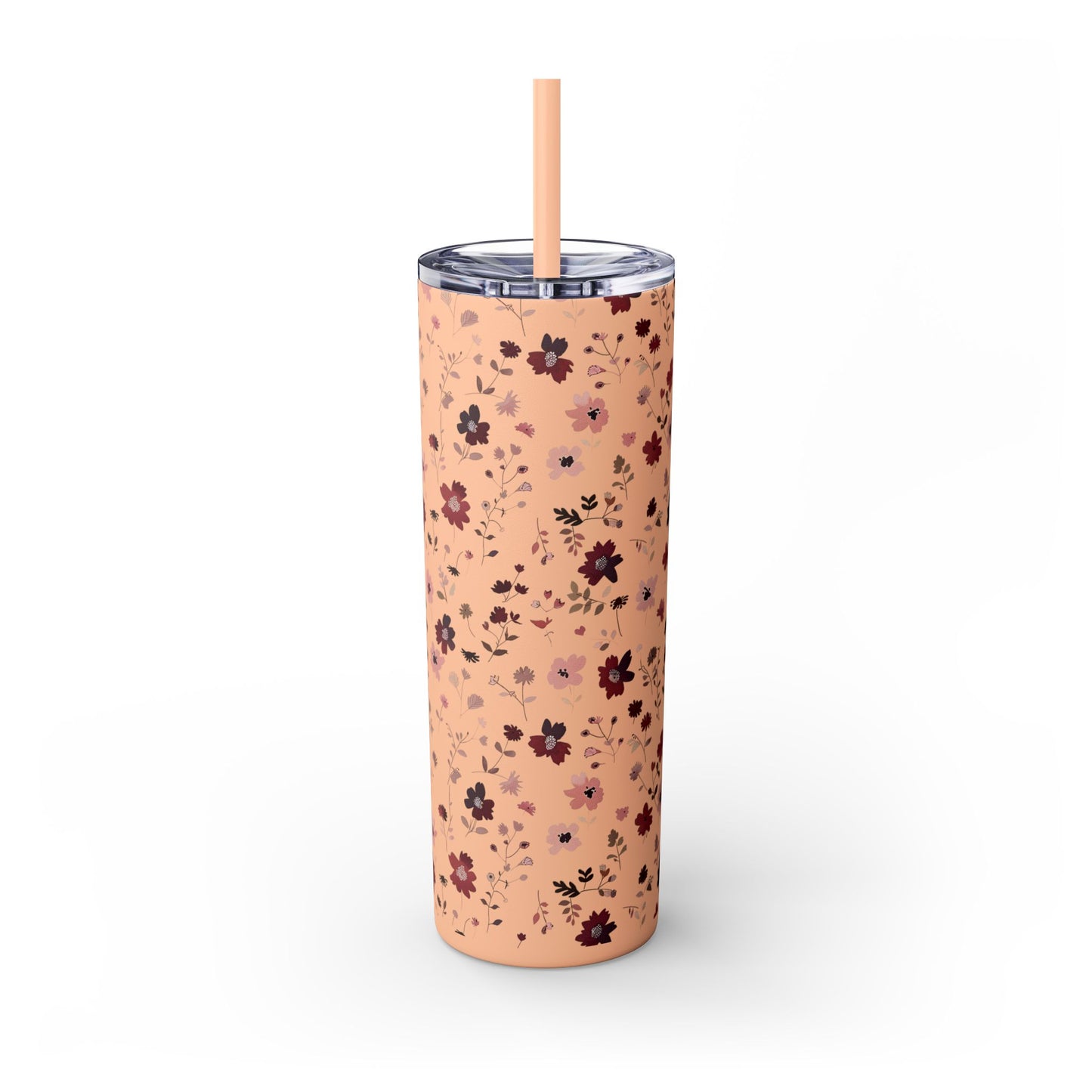 Floral Skinny Tumbler 20oz – Pink Blossom Straw Cup