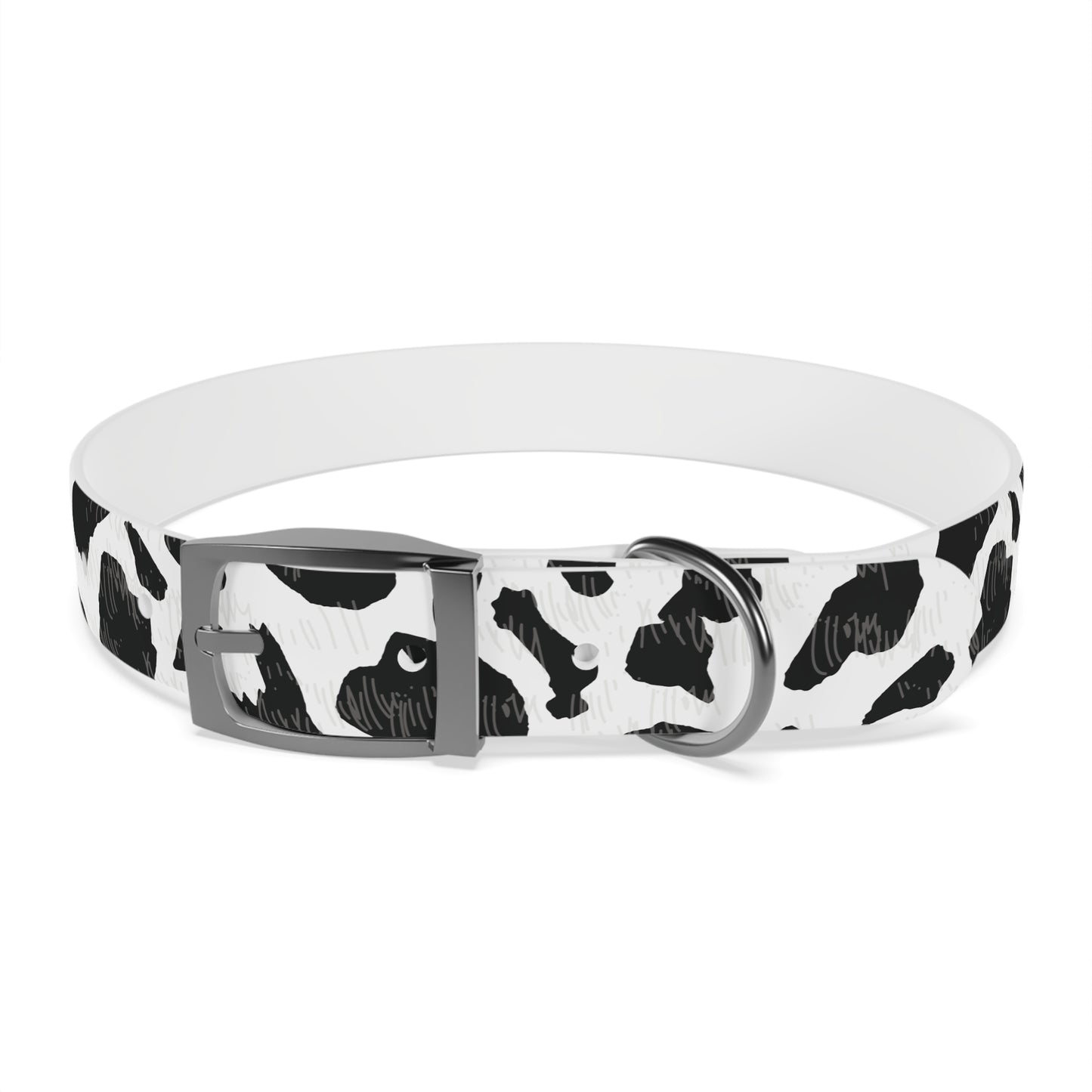 Cow Print Dog Collar — Black & White Spot Pattern