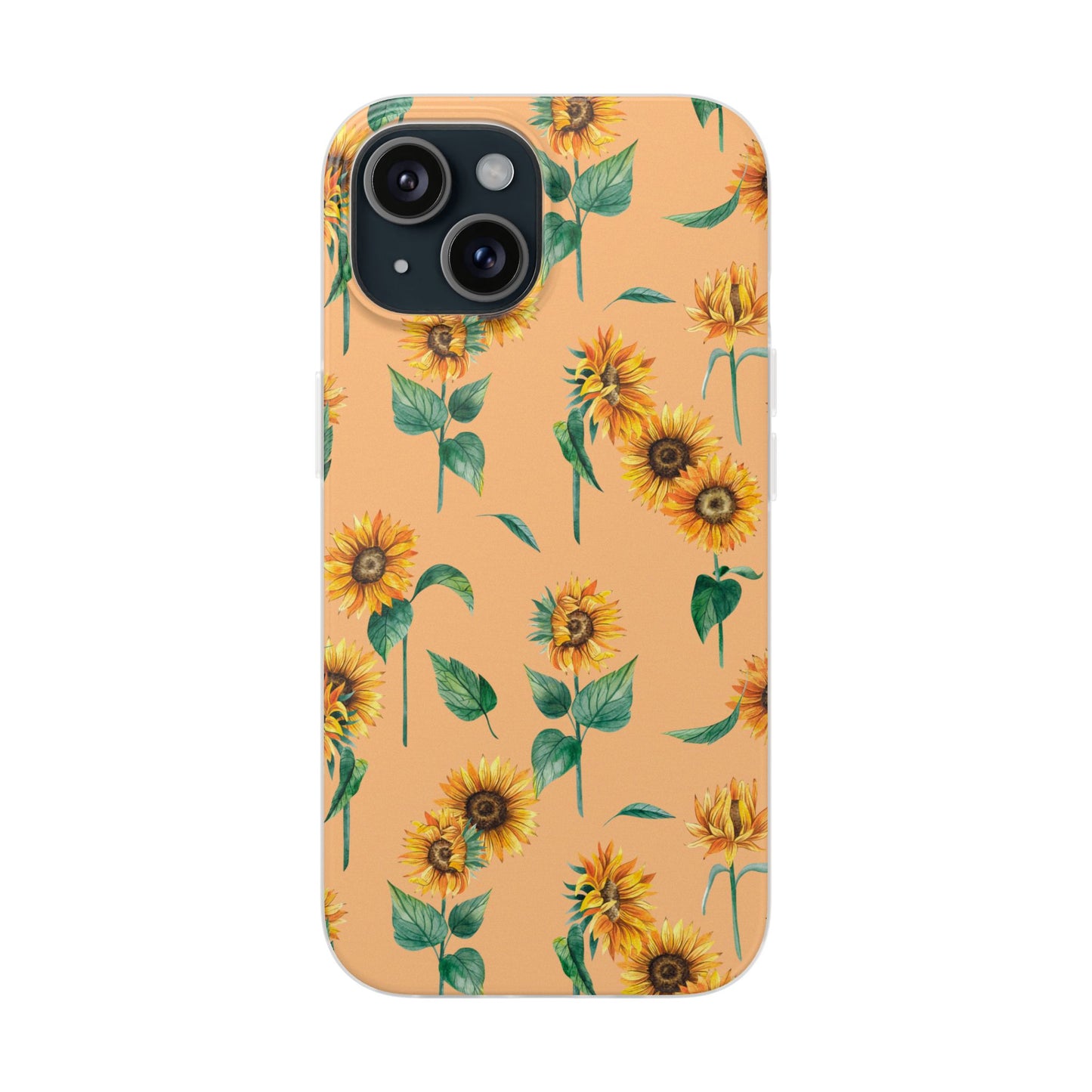 Sunflower Pattern Flexi Case — Floral Phone Case on Peach Background