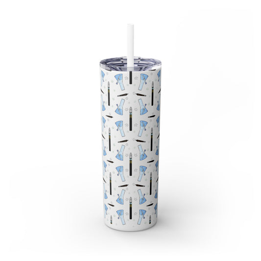 20oz Skinny Tumbler – Bongs & Penjamin Pattern | Travel Straw Cup for Stylists