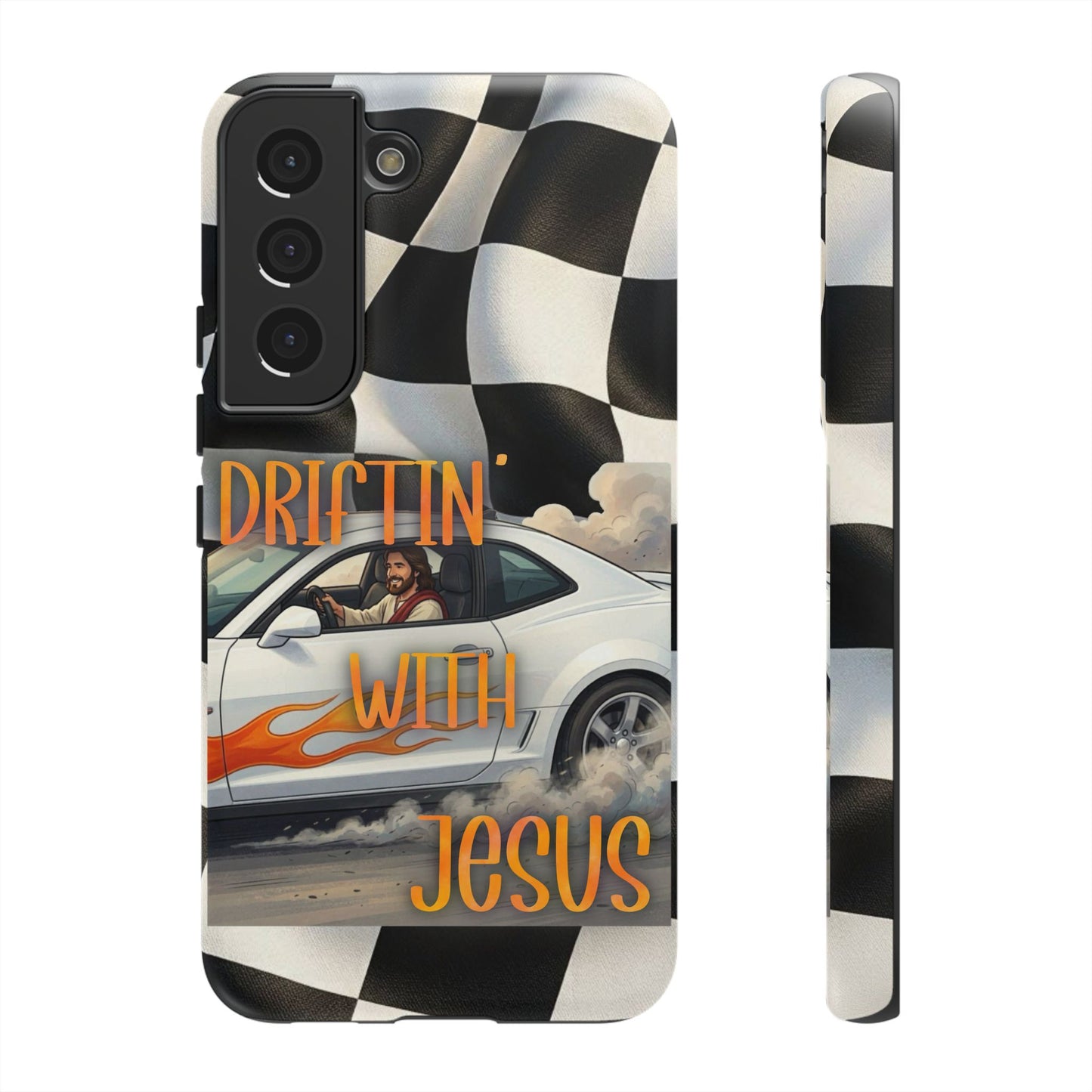 Phone Case — "Driftin' With Jesus" Racing Crosscheck Design - Samsung/ Google phones